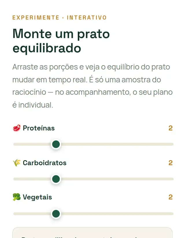 Demonstração — Henrique Nunes, nutrição esportiva (Monte um prato)